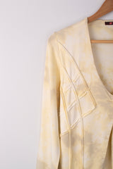 Reverse Tie-Dye Off-White Cream Cotton Cardigan Size M