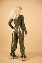 Bamboo Tie-Dye Cotton Sweatpants in Khaki/Off-White
