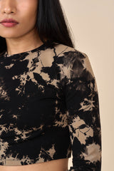 Cotton Black/Taupe Reverse Tie-Dye Long Sleeved Tee