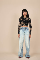 Cotton Black/Taupe Reverse Tie-Dye Long Sleeved Tee