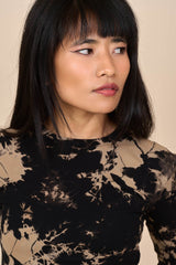 Cotton Black/Taupe Reverse Tie-Dye Long Sleeved Tee