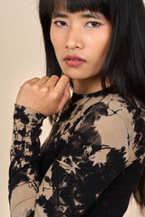 Cotton Black/Taupe Reverse Tie-Dye Long Sleeved Tee