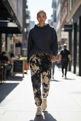 Cotton Black/Cream Reverse Tie-Dye Elastic Cuffs Pants