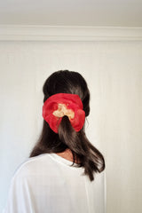 Mini Scrunchie In Gold Red Duo Dip-Dye