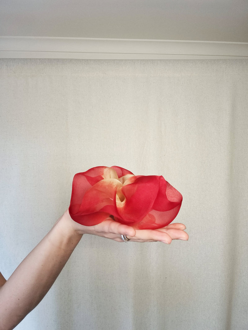 Mini Scrunchie In Gold Red Duo Dip-Dye