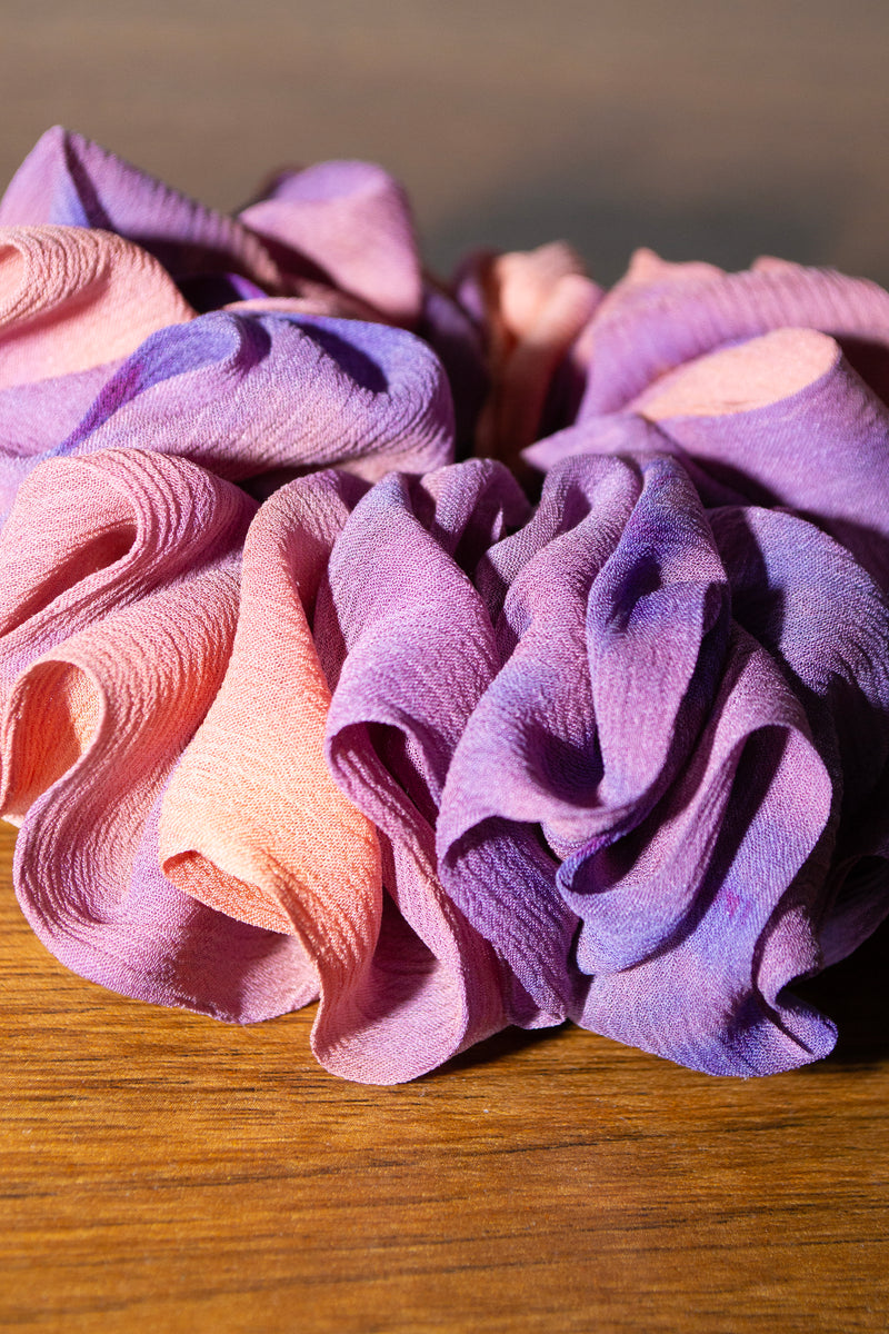 Micro Scrunchie In Purple Orange Reverse Tie-Dye