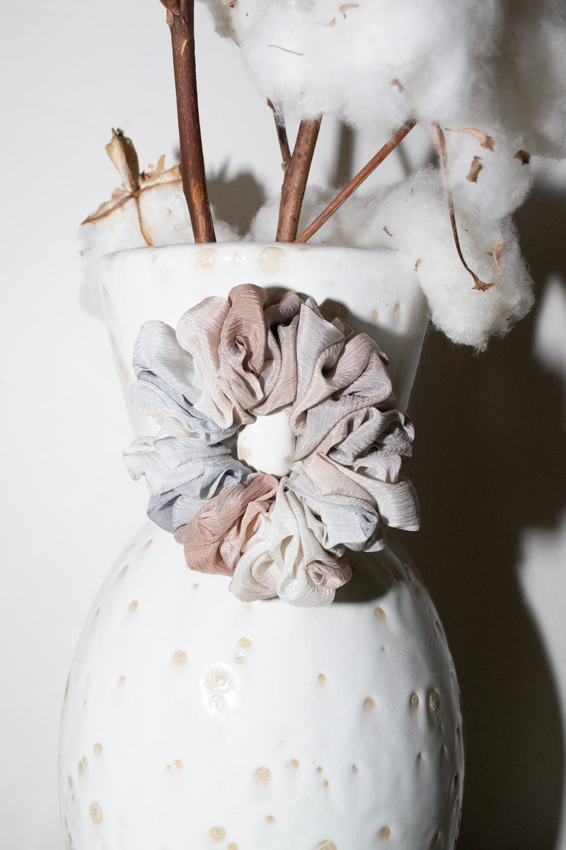 Micro Scrunchie In Taupe Grey Double Tie-Dye