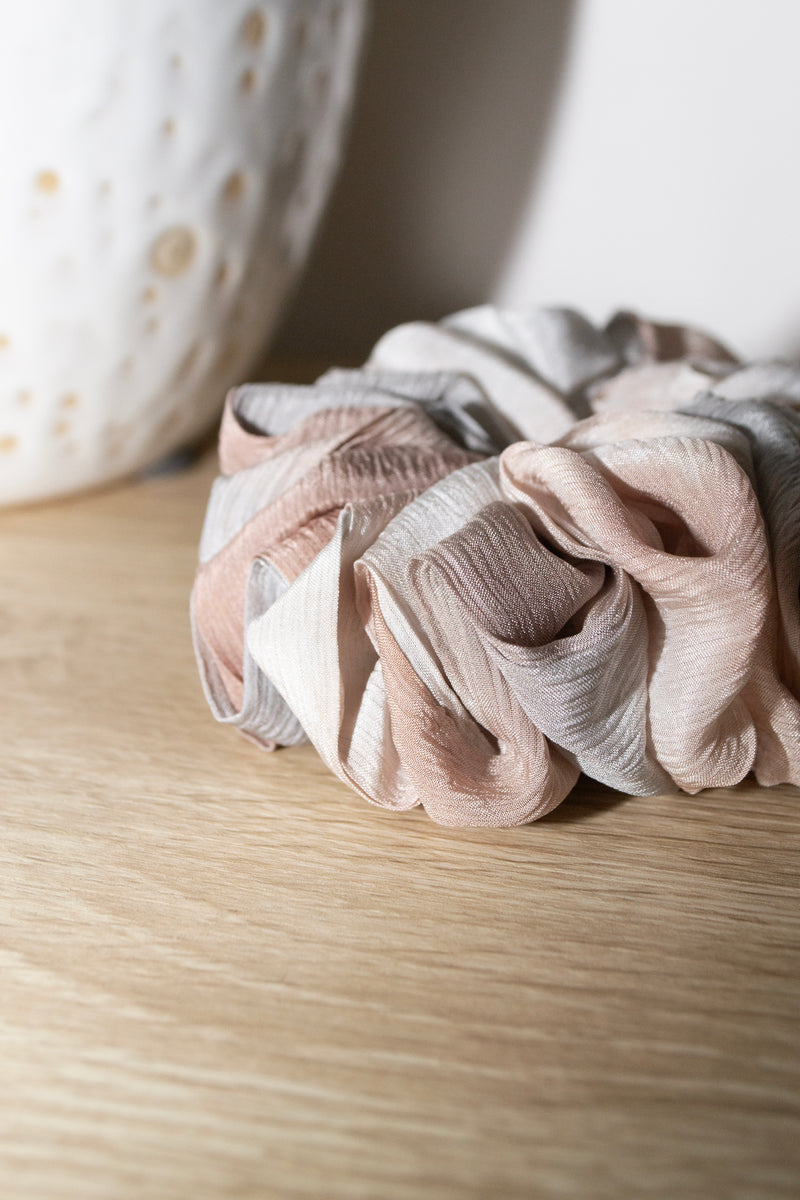 Micro Scrunchie In Taupe Grey Double Tie-Dye