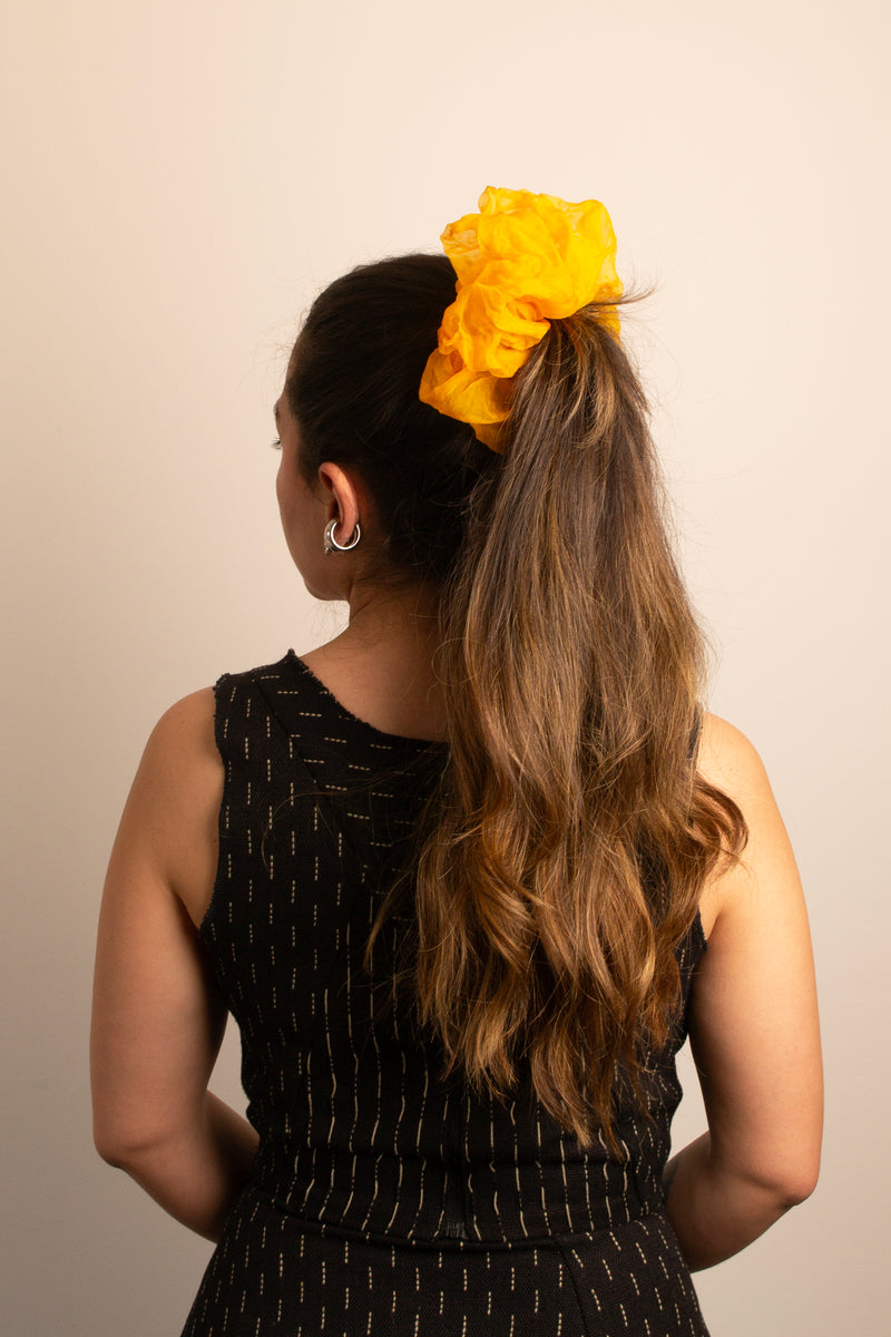 Mini Scrunchie In Yellow Poppy Crush Dye