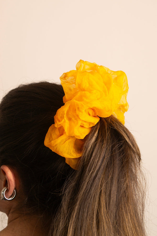 Mini Scrunchie In Yellow Poppy Crush Dye