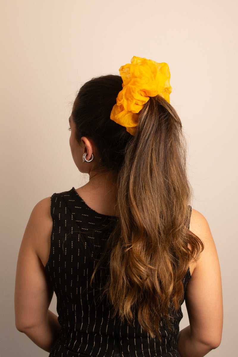 Mini Scrunchie In Yellow Poppy Crush Dye