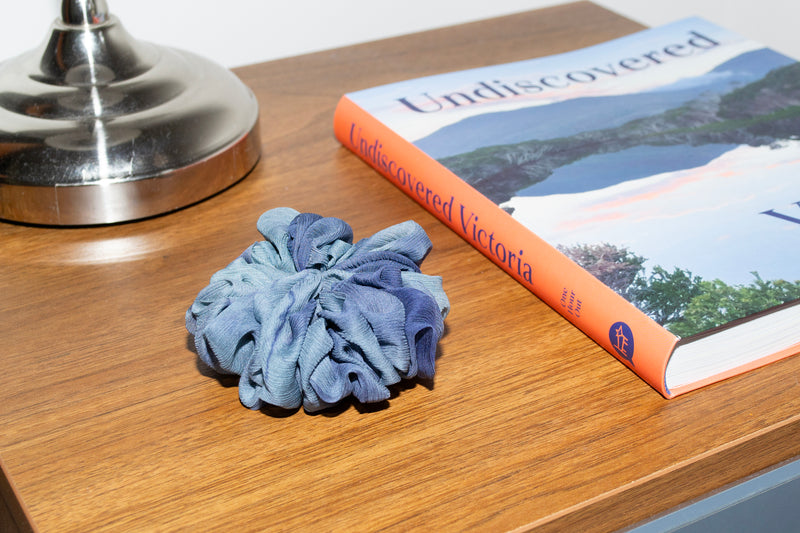 Micro Scrunchie In Evening Blues Reverse Tie-Dye