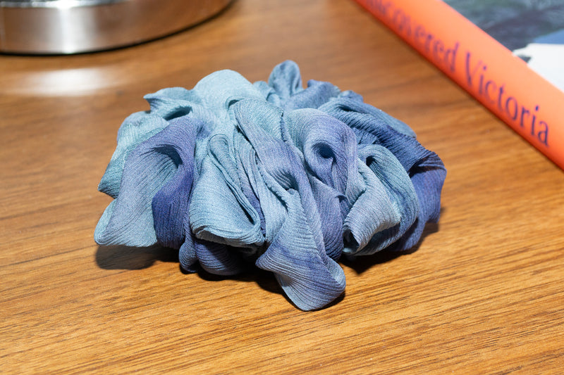 Micro Scrunchie In Evening Blues Reverse Tie-Dye