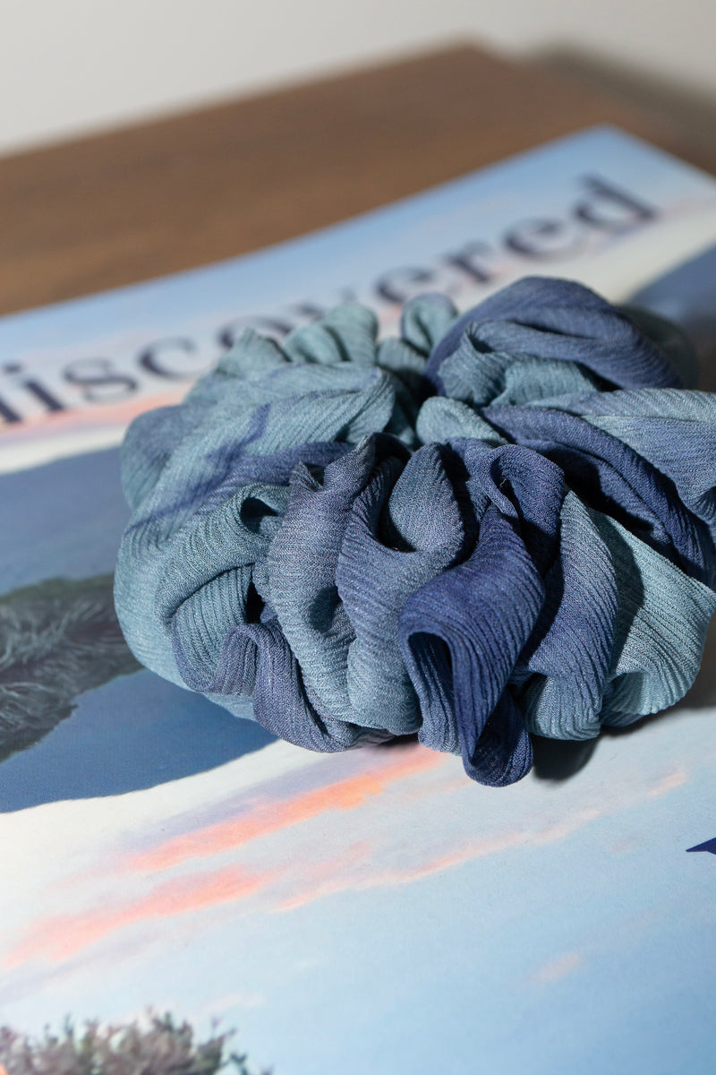 Micro Scrunchie In Evening Blues Reverse Tie-Dye