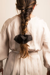 Mini Scrunchie In Black Silk Organza