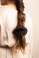 Mini Scrunchie In Black Silk Organza