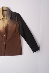 Cotton Long Sleeves Hand-Dyed Brown Shirt