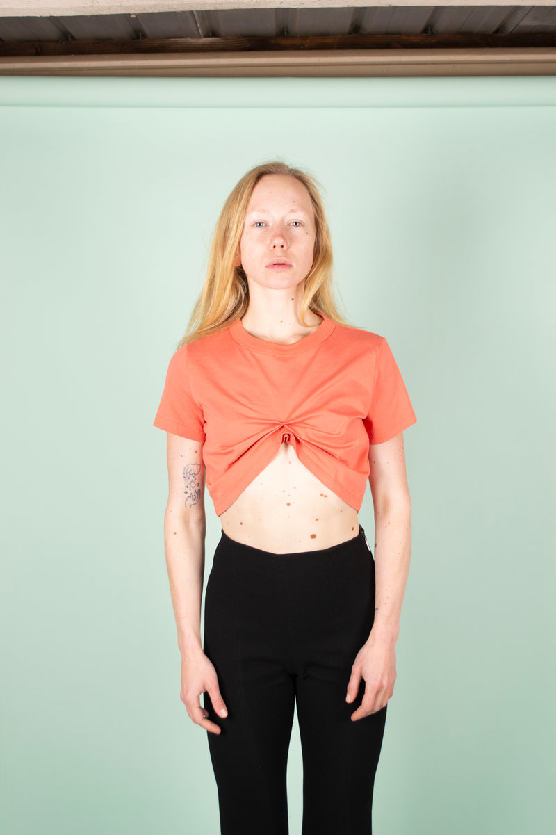 Upcycled Ruched Tee Blush Orange Size S