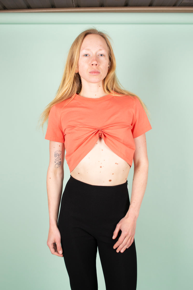 Upcycled Ruched Tee Blush Orange Size S