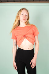 Upcycled Ruched Tee Blush Orange Size S