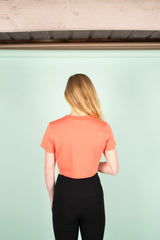 Upcycled Ruched Tee Blush Orange Size S