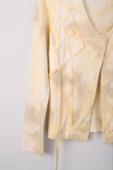 Reverse Tie-Dye Off-White Cream Cotton Cardigan Size M