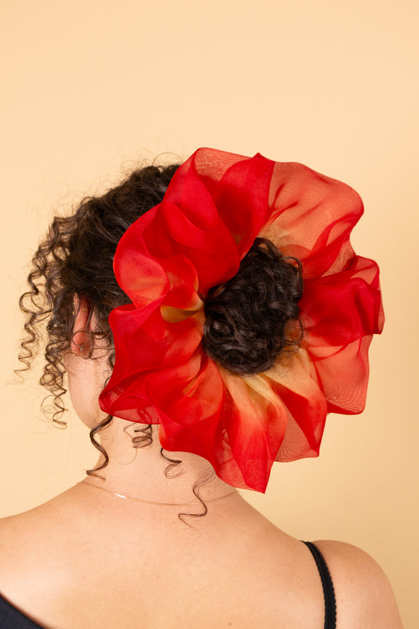 Giga Scrunchie in Gold Red Duo Dip Dye