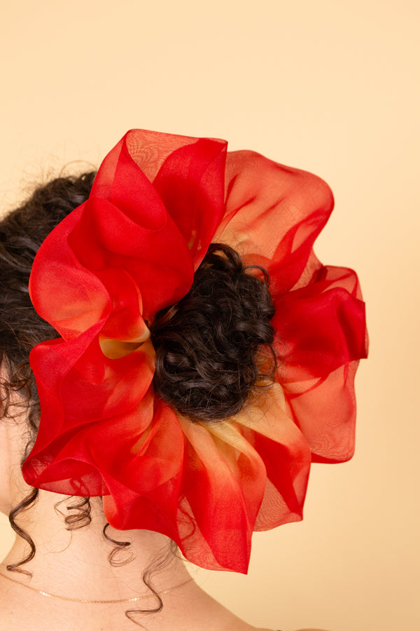 Giga Scrunchie in Gold Red Duo Dip Dye