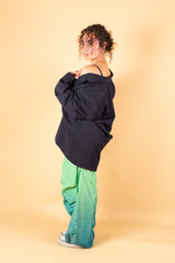 Nylon Gradient Dye Cargo Pants in Green Teal