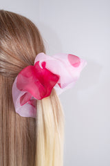 Mini Scrunchie In Fuchsia Petals Ice Dye