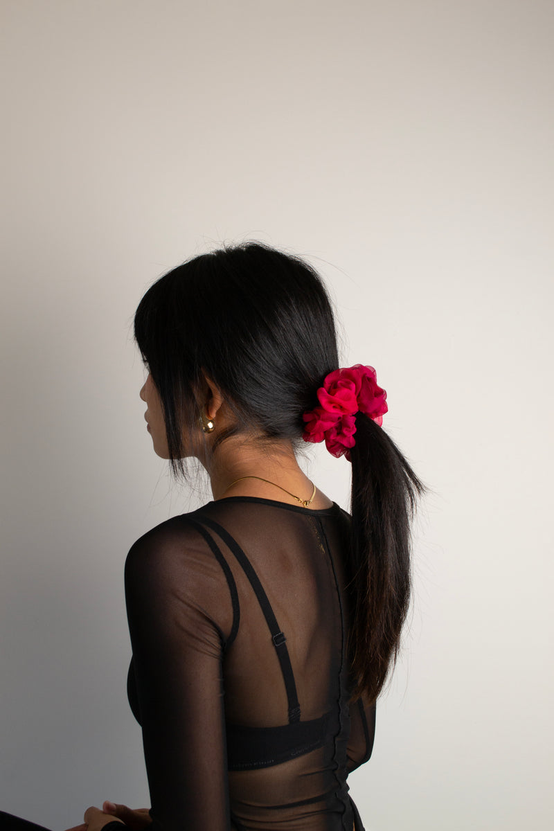 Micro Scrunchie In Fuchsia Purple Tie-Dye