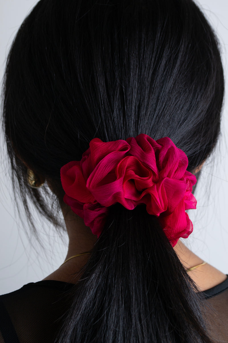 Micro Scrunchie In Fuchsia Purple Tie-Dye