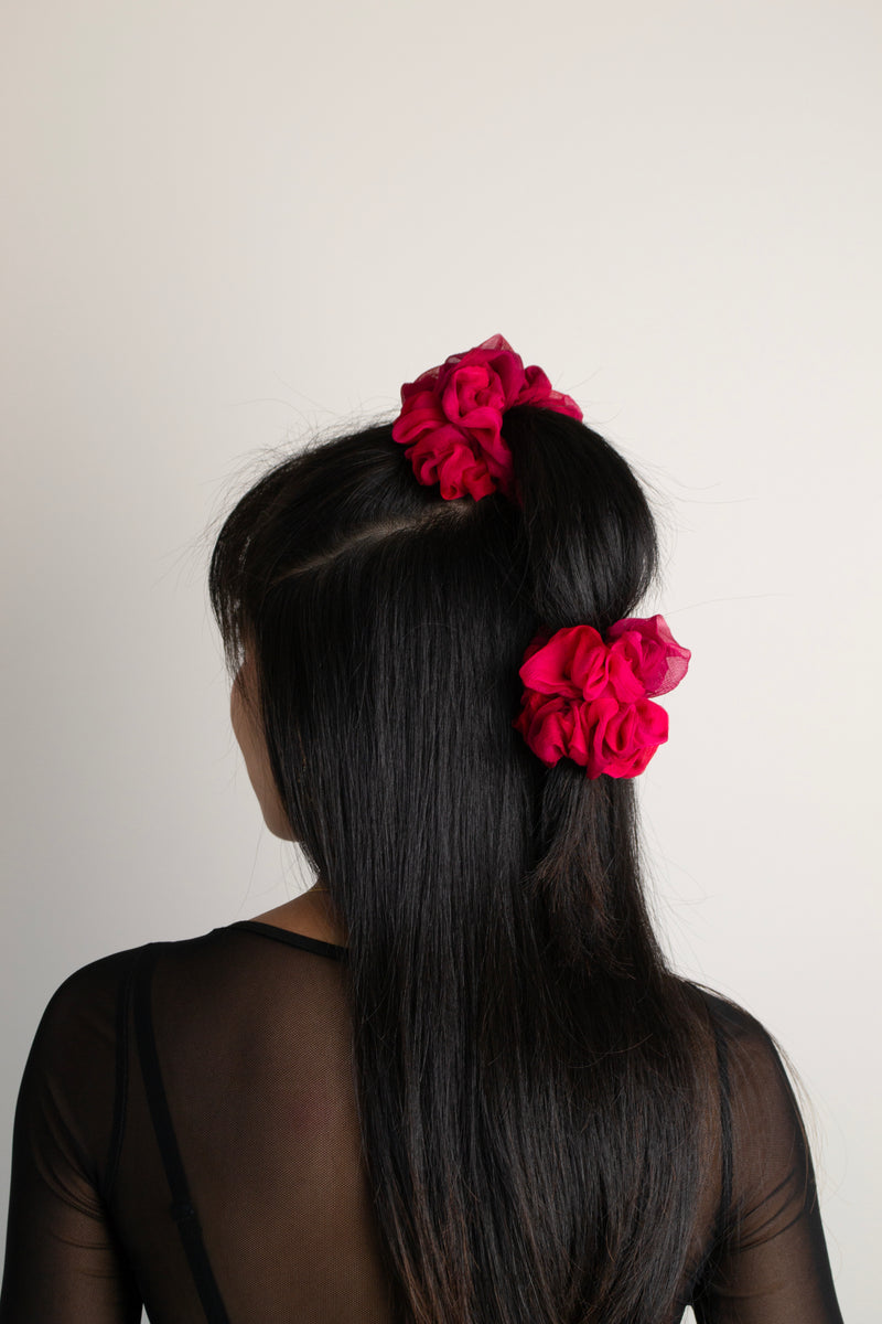 Micro Scrunchie In Fuchsia Purple Tie-Dye