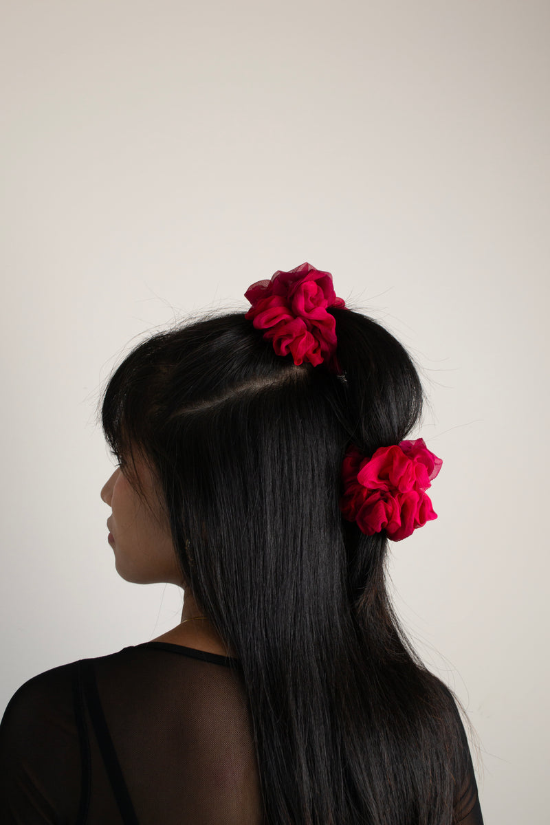 Micro Scrunchie In Fuchsia Purple Tie-Dye