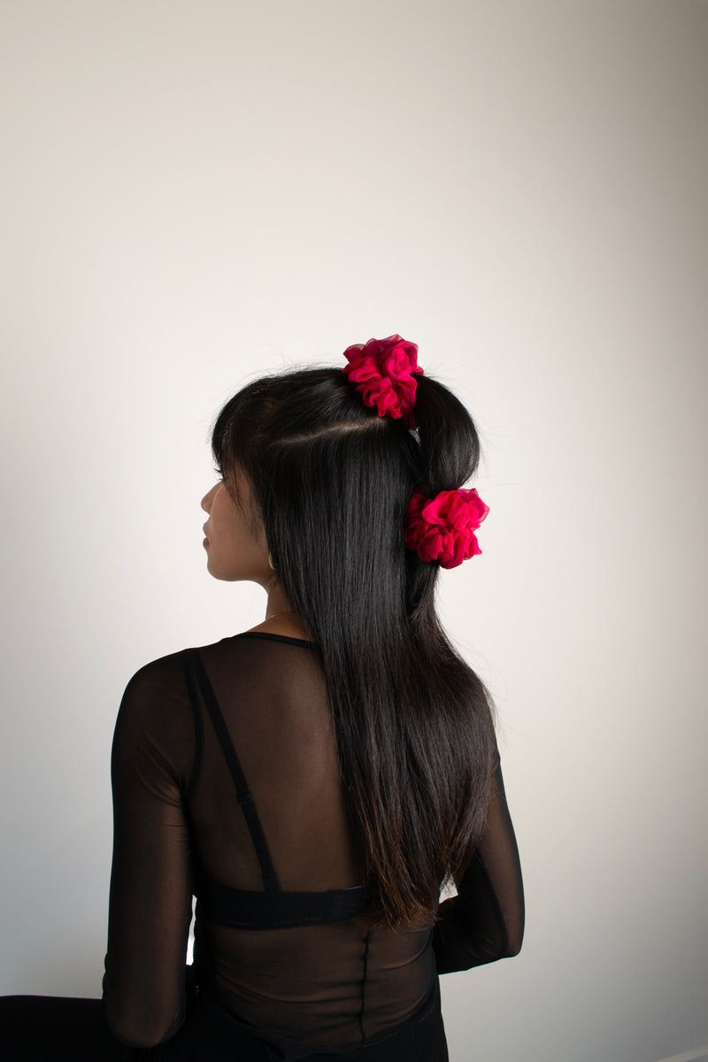 Micro Scrunchie In Fuchsia Purple Tie-Dye