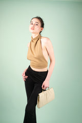 90s Turtleneck Upcycled Top Camel