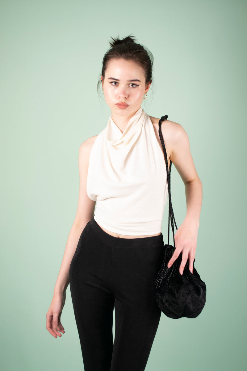 90s Turtleneck Upcycled Top Off-White