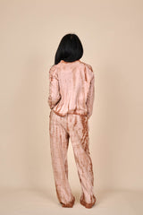Cotton Taupe Caramel Shibori Tie-Dye Relaxed Pants