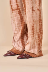 Cotton Taupe Caramel Shibori Tie-Dye Relaxed Pants
