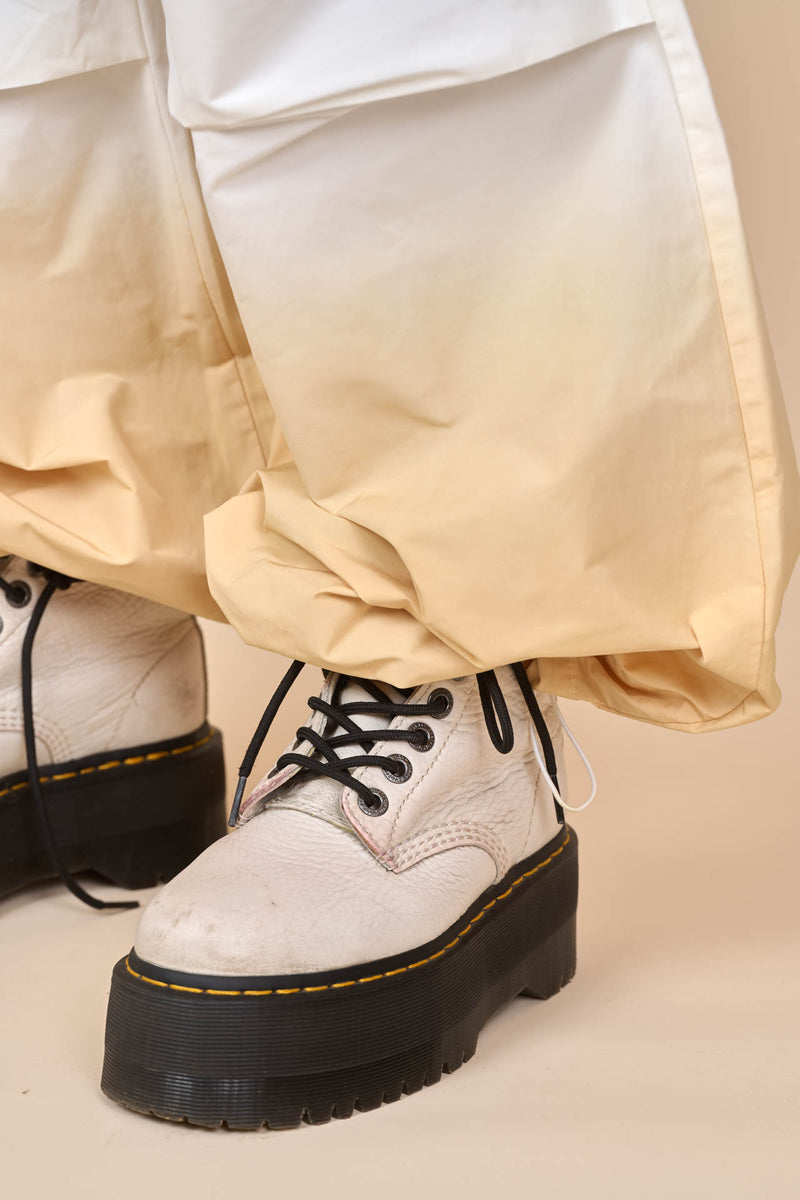 Cotton Downward Gradient Dye Cargo Pants in White Sand