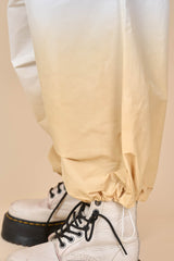 Cotton Downward Gradient Dye Cargo Pants in White Sand