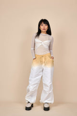 Cotton Upward Gradient Dye Cargo Pants in White Sand