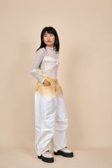 Cotton Upward Gradient Dye Cargo Pants in White Sand