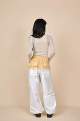 Cotton Upward Gradient Dye Cargo Pants in White Sand