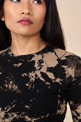 Cotton Black/Taupe Reverse Tie-Dye Long Sleeved Tee