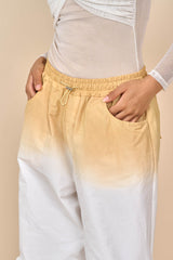 Cotton Upward Gradient Dye Cargo Pants in White Sand