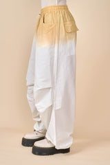 Cotton Upward Gradient Dye Cargo Pants in White Sand