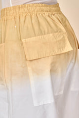 Cotton Upward Gradient Dye Cargo Pants in White Sand