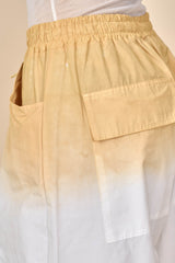 Cotton Upward Gradient Dye Cargo Pants in White Sand