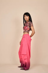 Nylon Gradient Dye Cargo Pants in Plum Fuchsia